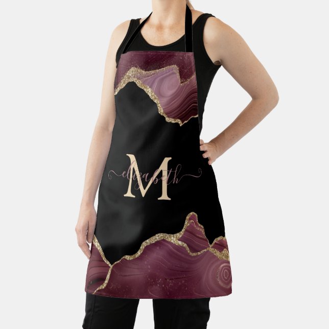 Tablier Élégant paillettes dorées Agate bordeaux (Insitu)