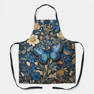 Tablier Elégant Papillon Bleu William Morris Inspiré