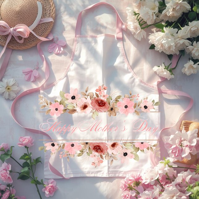 Tablier Elegant Pink Watercolor Flower Kitchen Apron (Créateur téléchargé)