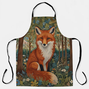 Tablier Elégant retro boho rouge renard animal de forêt