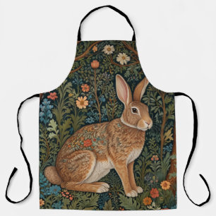 Tablier Élégant retro lapin boisé boisé fleuri