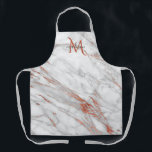 Tablier Élégant Rose Marbre blanc en cuivre or Monogramme<br><div class="desc">Elegant Chic Rose Gold et Marbre blanc Monogram décoration design prêt à personnaliser avec votre monogramme.</div>