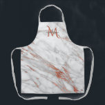 Tablier Élégant Rose Marbre blanc en cuivre or Monogramme<br><div class="desc">Elegant Chic Rose Gold et Marbre blanc Monogram décoration design prêt à personnaliser avec votre monogramme.</div>