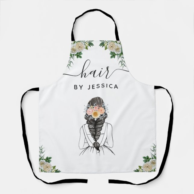 Tablier Élégant salon de coiffure en cuir de fleurs (Recto)