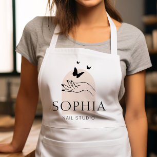 Tablier Elégant Salon Noir & Beige Nail Manicure