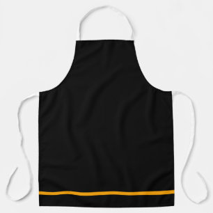 Tablier Élégant Simple Golden Yellow Hem Stripe Sur Noir