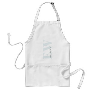 Tablier Élégant Simple Minimal Ciel Doux Blue Monogramme