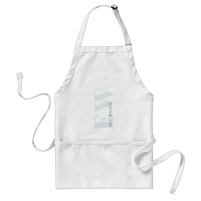 Tablier Élégant Simple Minimal Ciel Doux Blue Monogramme N (Devant)