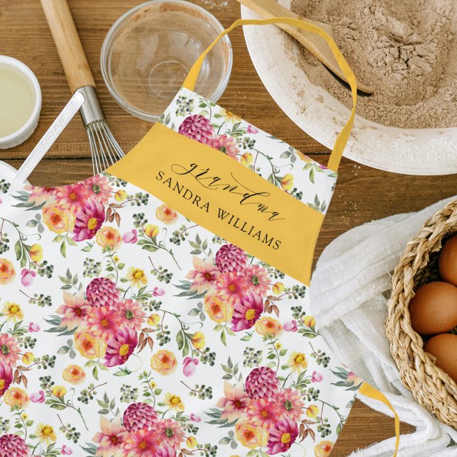 Tablier Élégant Tendance Floral Grâce Grand-mère Typograph (Créateur téléchargé)