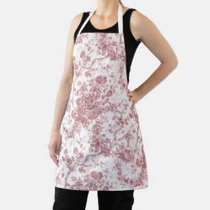 Tablier Élégant Toile Florale Vintage Gravée rose