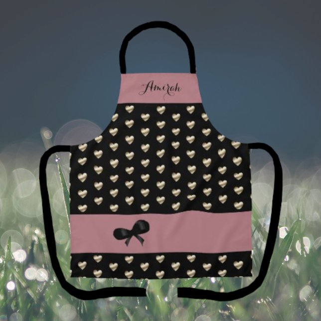 Tablier Élégant "Tout est sur les Coeurs d'Or" Apron (Créateur téléchargé)