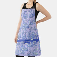 Élégant vintage violet bleu toile de jouy imprimé