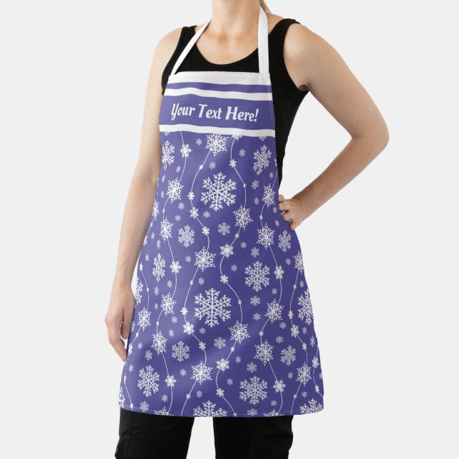 Tablier Élégant violet et Motif de flocon blanc d'hiver (Insitu)