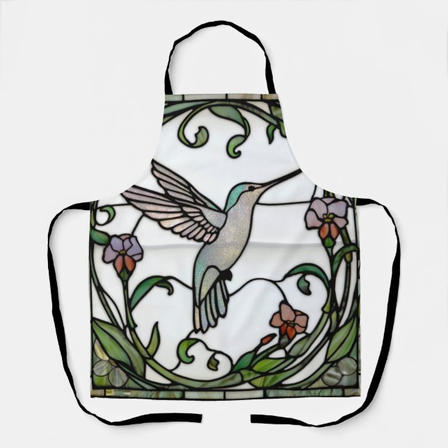 Tablier Élégant vitrail art nouveau colibri (Recto)