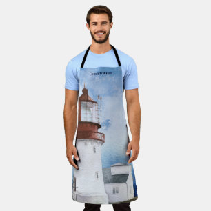 Tablier Elégante aquarelle bleue Apron de monogramme nauti