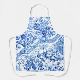 Tablier Élégante Chinoiserie Vintage bleue et blanche