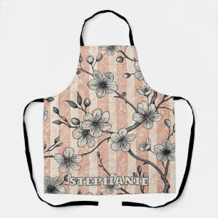 Tablier Elégante Fleur de Cerise Sakura - Rose & Blanc