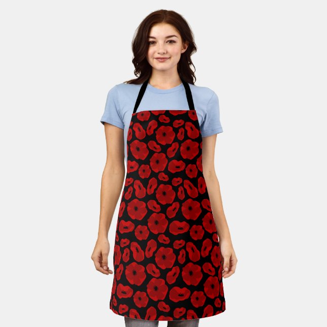 Tablier élégante fleur de pavot personnalisable  (Porté)