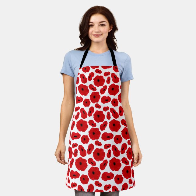 Tablier Élégante Fleur de Pavot Personnalisable (Porté)