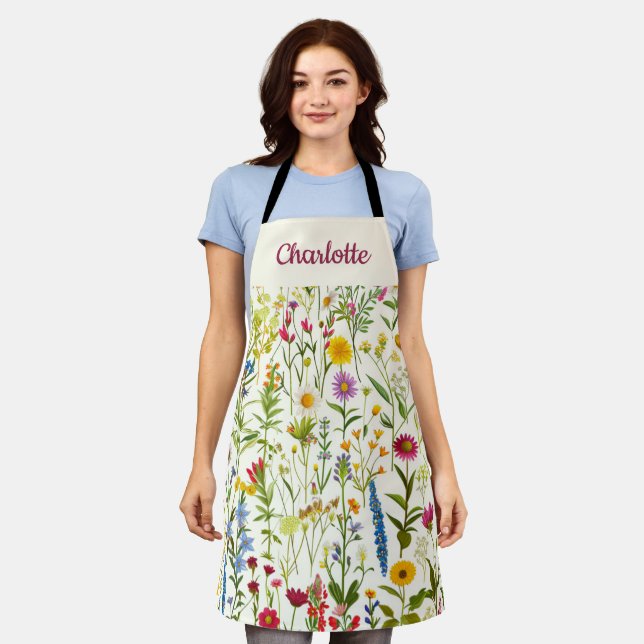 Tablier Élégante Fleur Sauvage Fantaisiste (Porté)