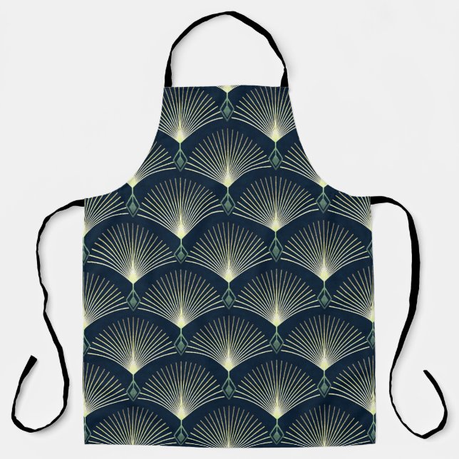 Tablier Elégante Géométrie : Bleu Art Déco. (Recto)