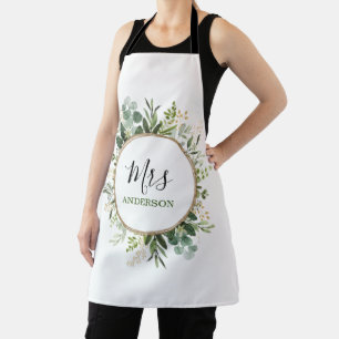 Tablier Élégante Mme Greenery Monogramme de mariage pers