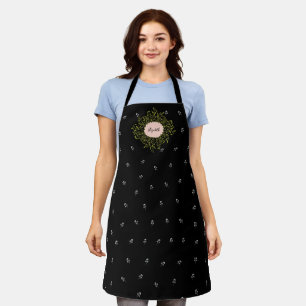 Tablier Élégante petite fille rose Nom du monogramme flo