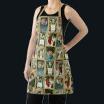 Tablier Élégantes Cartes de Noël Vintage avec Frontières O<br><div class="desc">Elégant,  orné et coloré collage de carte de Noël ca 1909 avec des images de Père Noël,  de jeunes chérubins ailés,  des anges et des scènes d'hiver rustiques avec des bordures de damas d'or décoratif.</div>