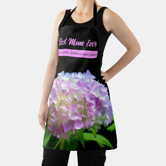 Tablier Elégantes hydrangées florales jaune rose pâle (Insitu)