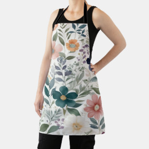 Tablier Elégantes imprimés floraux tons pastel et bijoux
