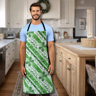 Tablier Élégantes rayures vertes et blanches Shamrock Pail