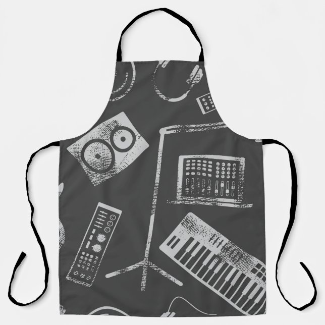 Tablier Éléments musicaux : vintage arrière - plan sans so (Recto)