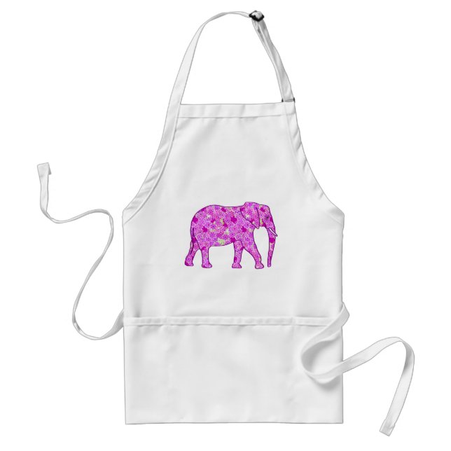 Tablier Eléphant à fleurs - orchidée et magenta (Devant)