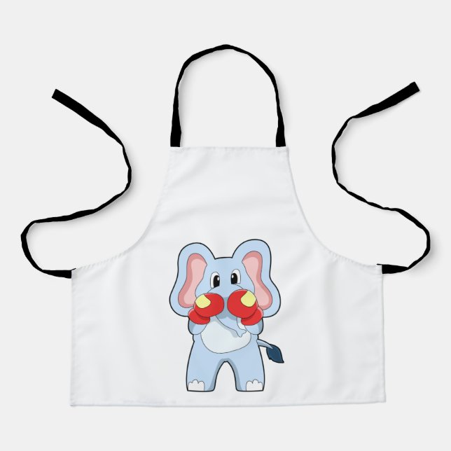 Tablier Eléphant à la boxe avec gants de boxe (Recto)