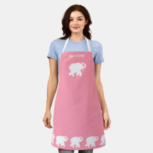 Tablier Éléphant blanc génial sur rose