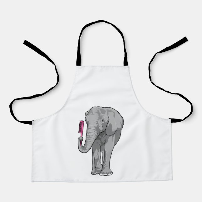 Tablier Elephant comme coiffeur avec peigne (Recto)