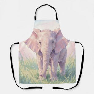 Tablier Éléphant de bébé mignon Prairie pastel