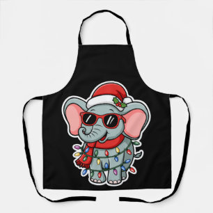Tablier Éléphant de Noël Chapeau de Père Noël Lunettes de 