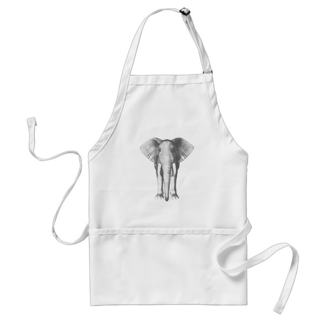 Tablier Éléphant en noir et blanc (Devant)