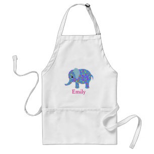 Tablier Eléphant floral bleu bleu Cute personnalisé pers