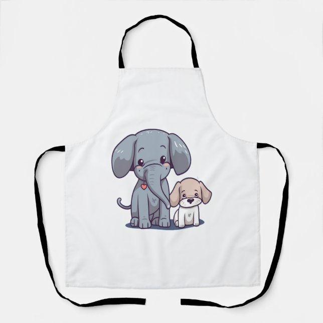 Tablier Eléphant mignon et chien (Recto)