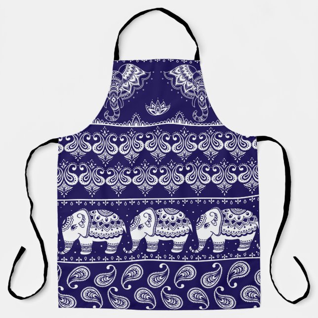 Tablier Elephant, paisley : motif vintage tribal. (Recto)