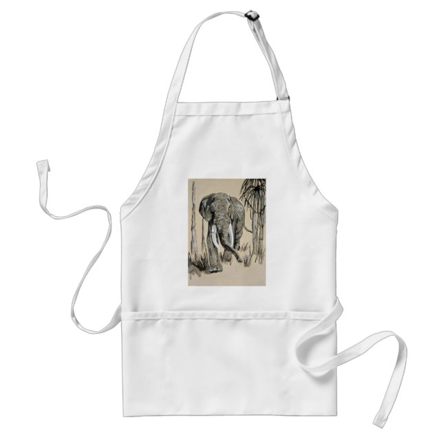 Tablier Eléphant Se Promenant À Travers L'Art De La Savane (Devant)