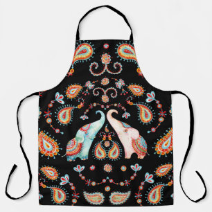 Tablier Eléphant tribal : Motif aquarelle Paisley.