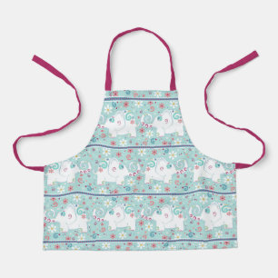 Tablier Eléphants blancs fantaisistes sur Motif de parade