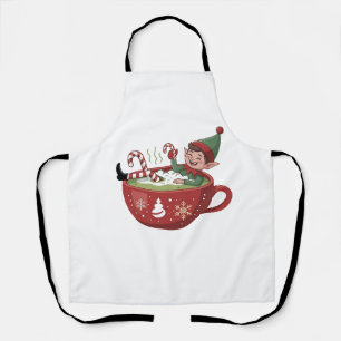 Tablier Elfe Drôle Prenant un Bain de Matcha Noël