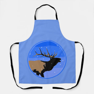 Tablier Elk bouillonnant en hiver - Art original de la fau