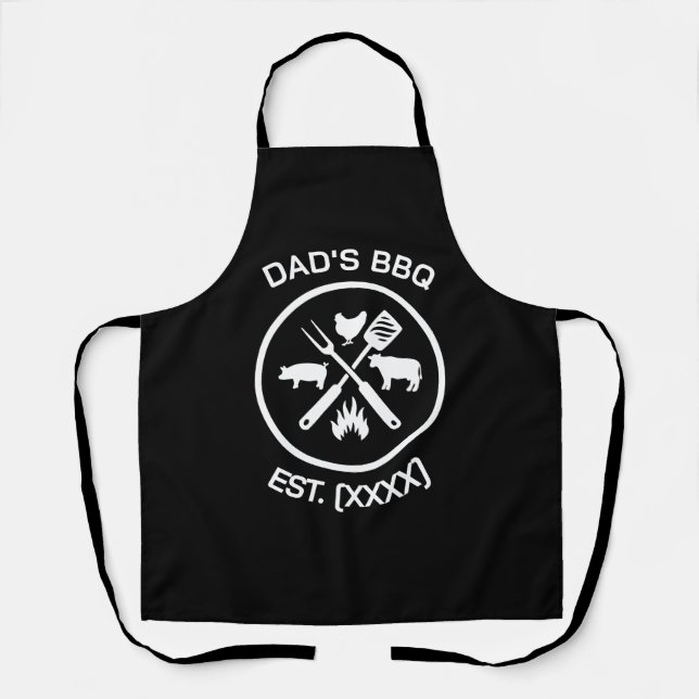 Tablier Emblème de BBQ de Papa avec Année de Création (Recto)
