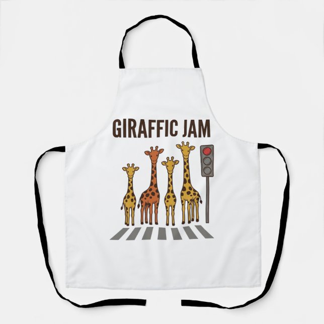 Tablier Embouteillage giraffic Drôle de girafe traversant  (Recto)