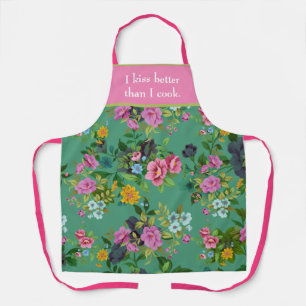 Tablier Embrasse Mieux Que Cuisiner Funny Floral